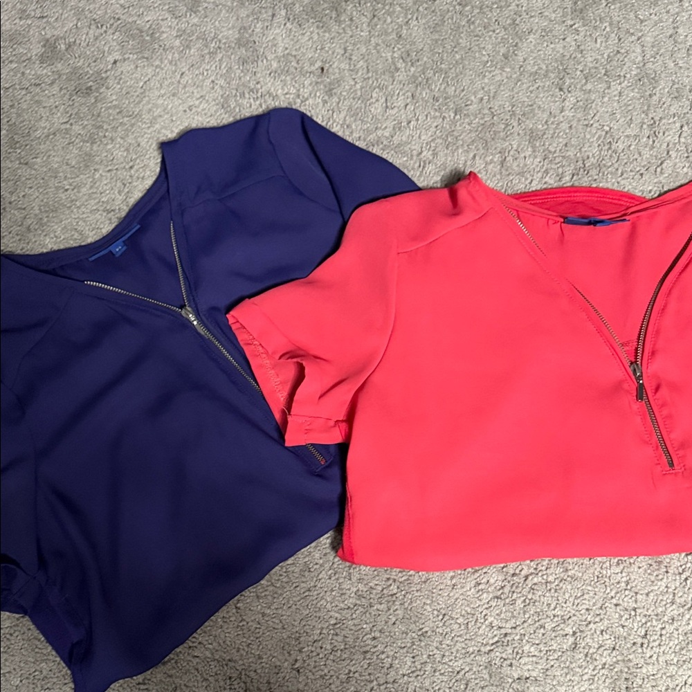 Apt. 9 Women's Zipper Blouses - Navy and Coral